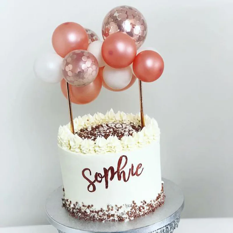 10 шт. 5 дюймов воздушный шар "Конфетти" топперы для торта с соломенной лентой декор торта для детского дня рождения, свадьбы, вечеринки