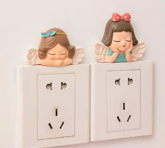 Luxury decoration shade light off creative cartoon cute four choice socket protective cover wall switch stickers J06