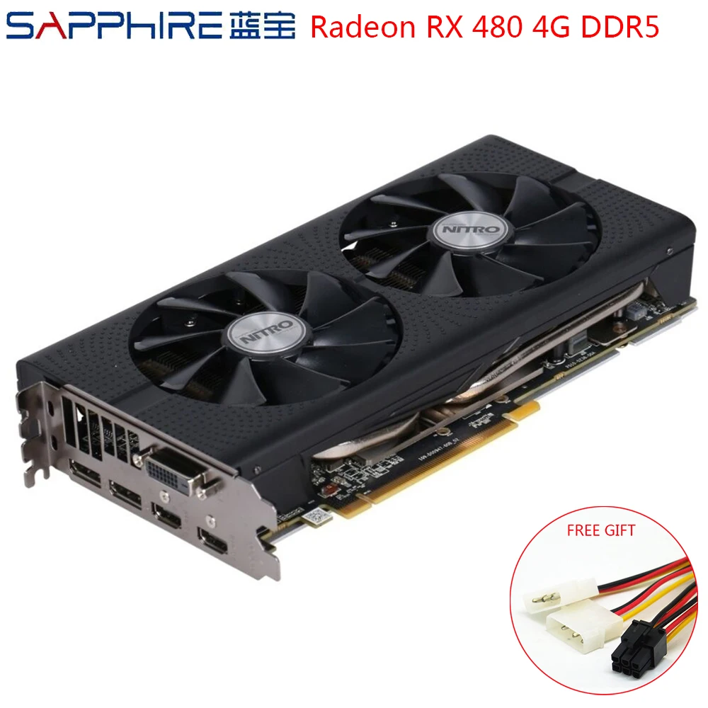 Видеокарта SAPPHIRE AMD Radeon, GPU RX 480, 4 Гб, GDDR5, игровая видеокарта для ПК, PCI Express 3,0, настольная RX480 DDR5, 256bit, используемая RX480
