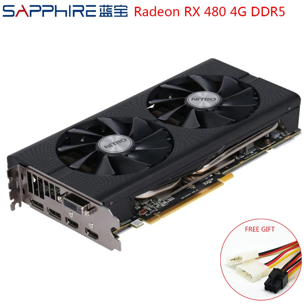 Видеокарта SAPPHIRE AMD Radeon графическая карта GPU RX 480 4 ГБ GDDR5 для игрового ПК PCI Express 3 0