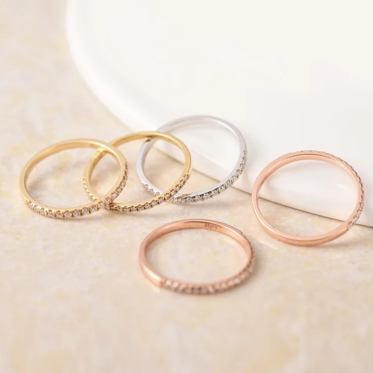 

Gold 18k Diamond Gang Drill Platinum Row Ring Rose Gold Color Gold Diamond in the Debris Small Ring Women's H/White Si/Small Fla