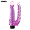 Vibrating Double Dildos Double Penetration Vagina and Anus Soft Skin Feel Phallus Dick Double Headed Penis Sex Toys for Women 1