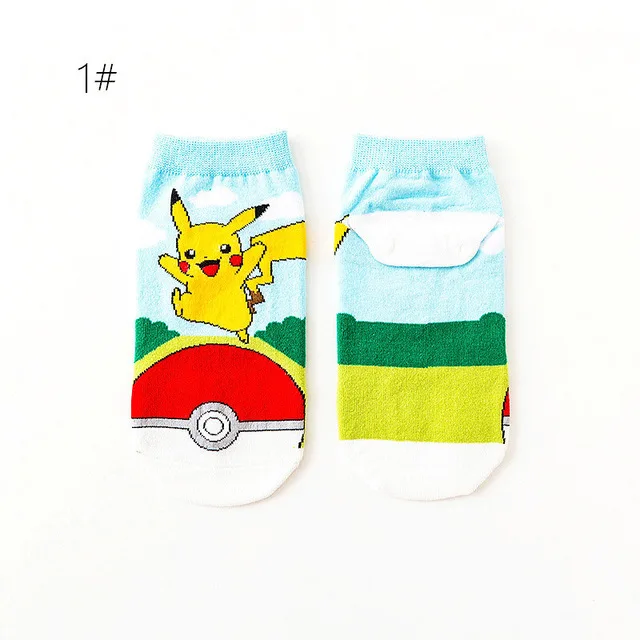 Cute Pokemon Pikachu Figure Cotton Socks Pokemon Squirtle Charmander Bulbasaur Anime Cosplay Men Women Ankle Cotton Socks Navy Blue