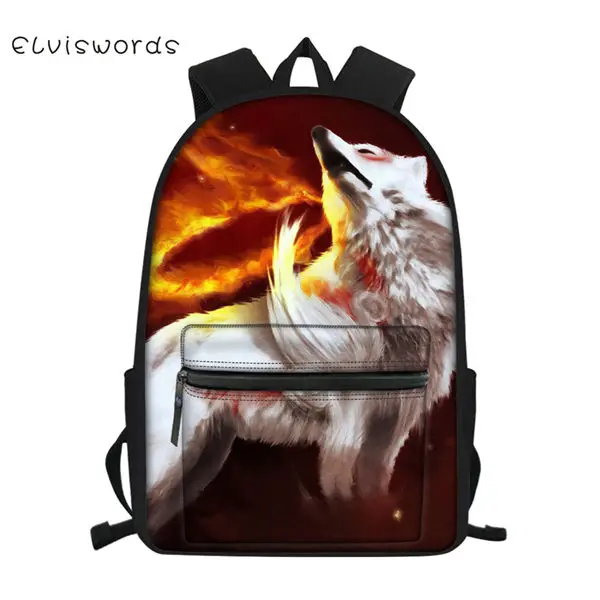 CDWX3777Z58 ELVISWORDS модный детский Школьный брезентовый Рюкзак "Fantasy Wolf" с животным узором для студентов, школьные сумки для книг, детские дорожные рюкзаки - Цвет: CDWX3777Z58