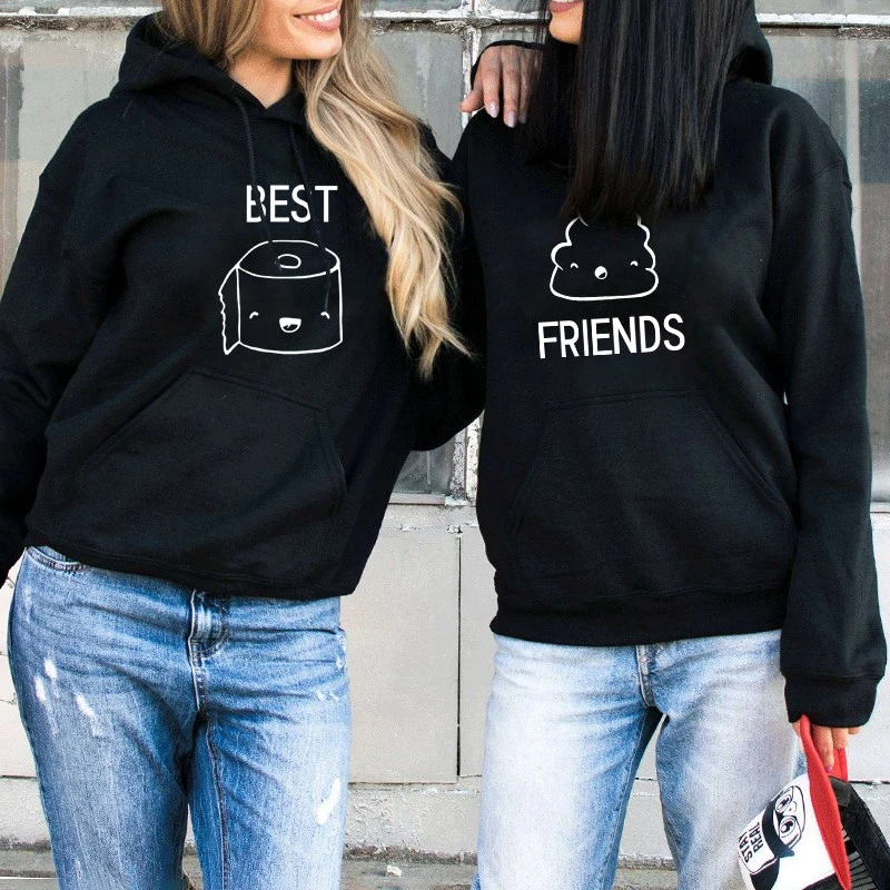 Jersey de manga larga para mujer, de BEST FRIENDS con capucha pareja BFF, otoño e invierno, 2021|Sudaderas con capucha y sudaderas| - AliExpress
