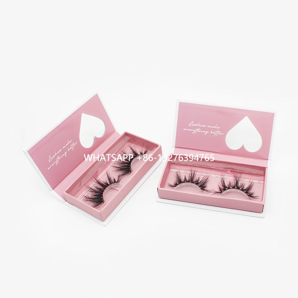 US $169.00 Romantic Heart Window Mink Eyelash Box Custom Lashbox Packaging With Logo Sweet White Pink Lashes Boxes With Clear Tray