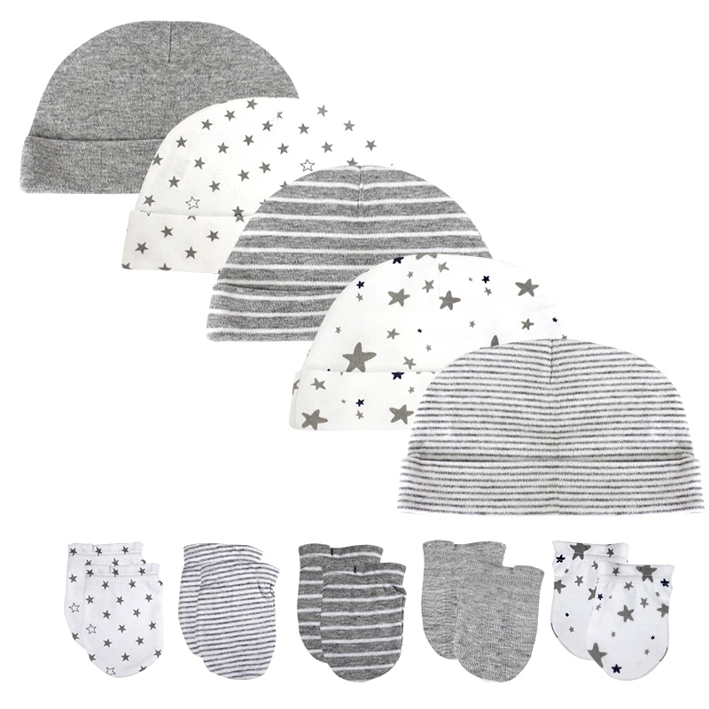 New Baby boy girls hat +kids gloves newborn photography props Cotton infant Cap Summer accessories