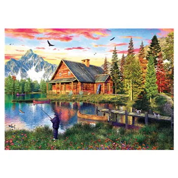 

5D DIY full round diamond embroidery pond fishing cross stitch mosaic painting home decoration