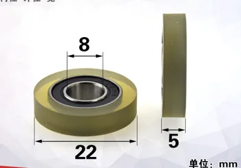 

2pcs 8*22*5mm 698ZZ Rubberized Bearing Pulley Mute Soft Rubber Polyurethane PU Belt Conveyor Rolling Pulley