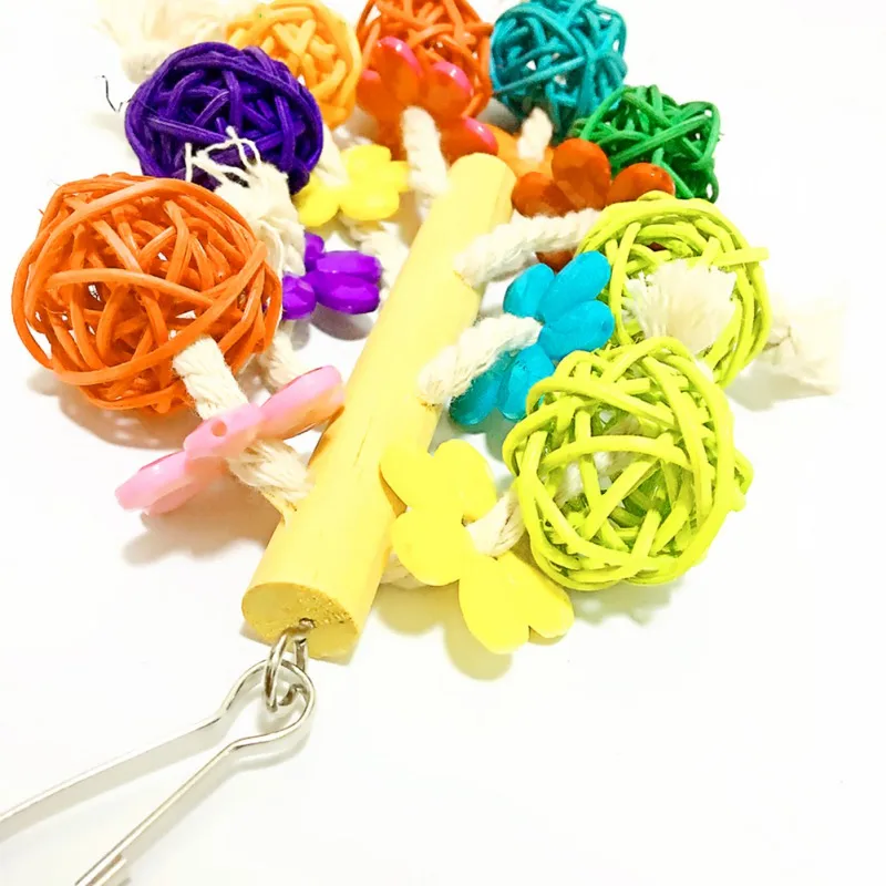 Parrot Toy Colurful Rattan Ball Chewing Hanging Bird Toy Parrot Nest For A Wide Variety Of Large and Small Parrots and Birds