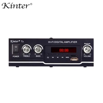 

kinter T2 for bluetooth 2.0CH Amplifier audio 20W with usb sd input fm radio control subwoofer treble power supply AC220 DC 12V