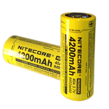 

NITECORE IMR26650 4200mAh 3.7V 15.54Wh Unprotected High-Drain Lithium Manganese (LiMn2O4) Flat Top Rechargeable Battery NI26650A