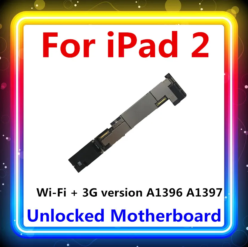 ФАБРИКА разблокирована для iPad 2 материнская плата wifi+ 3g версия, для iPAD 2 логические платы 16 Гб/32 ГБ/64 Гб A1396 A1397 sim-карта