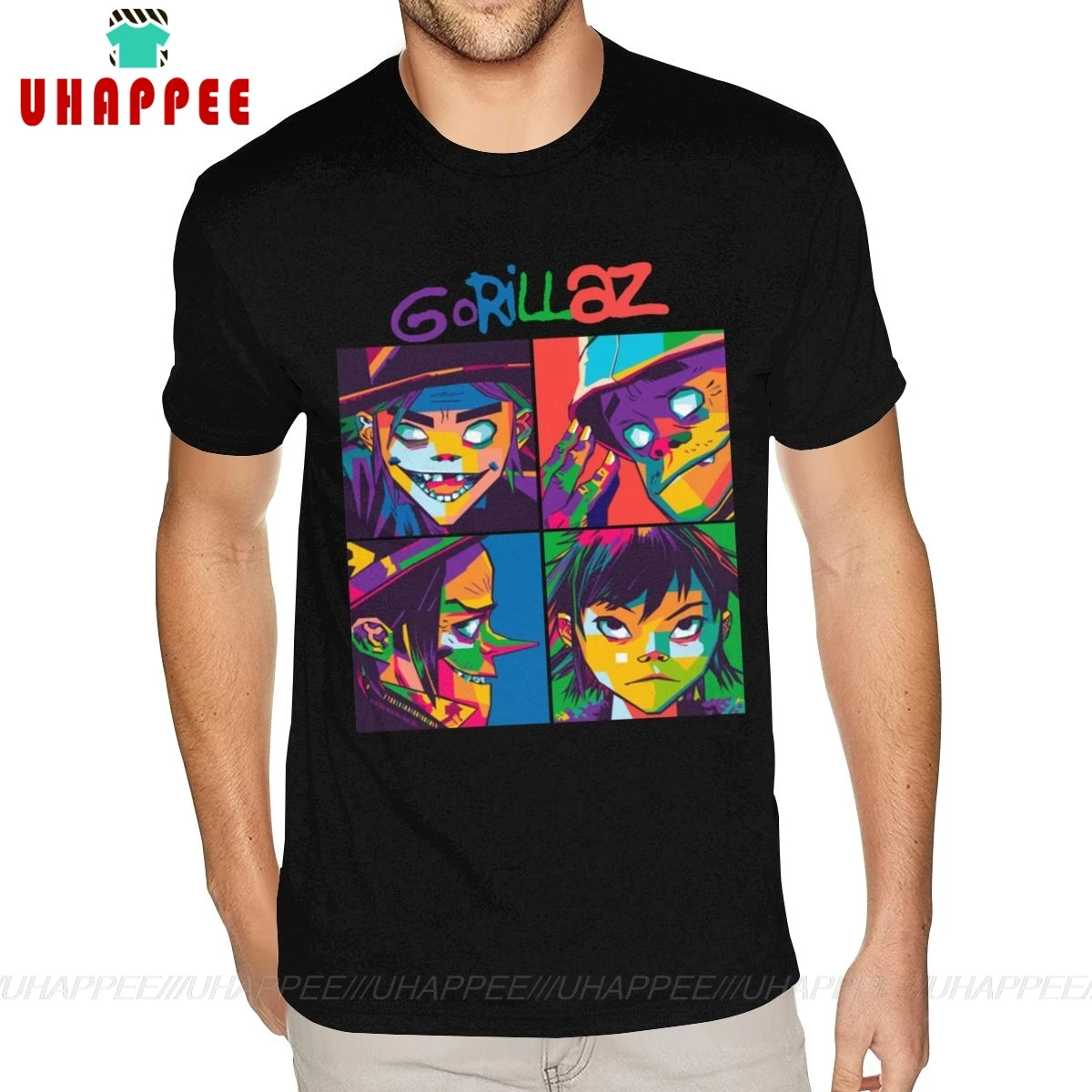 Качественные футболки Gorillaz мужские черные большого размера|Футболки| |