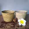 Bamboo Storage Baskets Straw Patchwork Handmade Laundry Wicker Rattan Seagrass Belly Garden Flower Kitchen Storage Basket 1PC 1