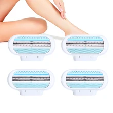4Pcs Female 3-Blades Shaving Heads Skin Razor Care Body Hair Trimmer Hair Removal Accessories