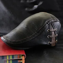 Мужской берет из искусственной кожи, кепка Newsboy, Повседневная теплая шапка для осени и зимы, для улицы, TC21