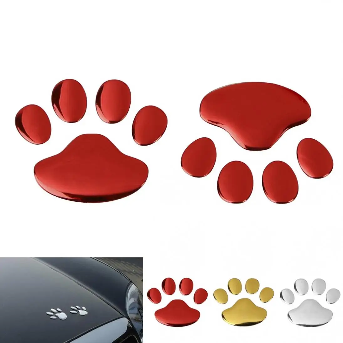 

1 Pair Durable personality Dog Paw Footprint 3D PVC Car Sticker Nick Cover Sticker