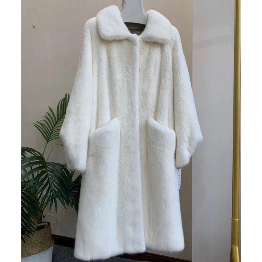 

Real Mink Fur Women Medium long Coat Female detachable sleeves stand coollar Mandarin Collar good quality Real Mink Fur Jacket