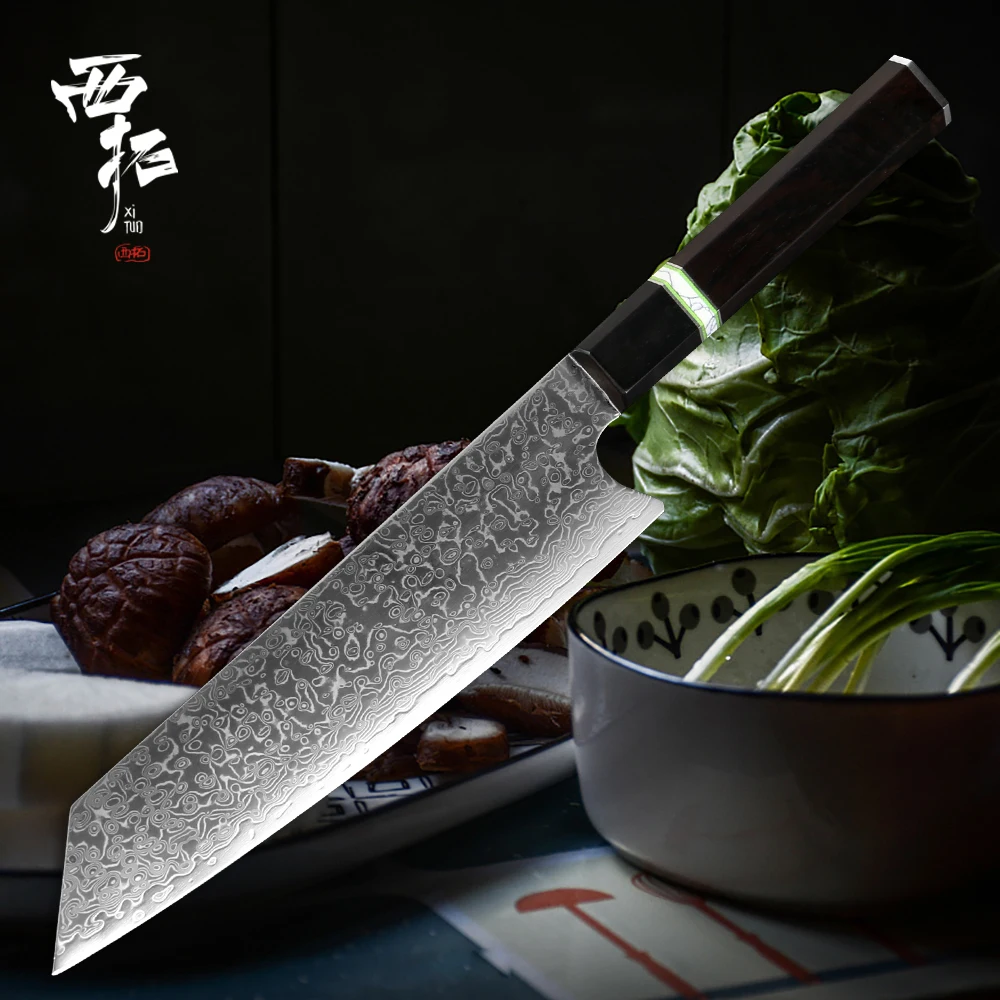XITUO дамасский стальной нож шеф повара Профессиональный кухонный нарезка Kiritsuke Gyuto