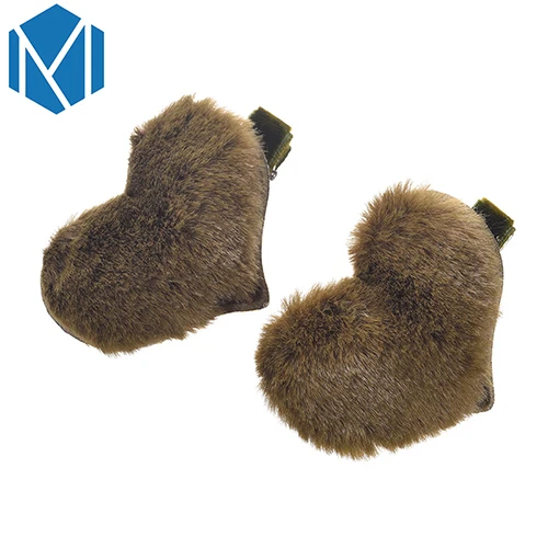 Heart green M MMISM; Симпатичные тапочки с узором в виде звезда, заколка с цветным кролик заколки Для детей плюшевые пальто с искусственным мехом и завязками детские украшения для волос в подарок - Цвет: Heart green