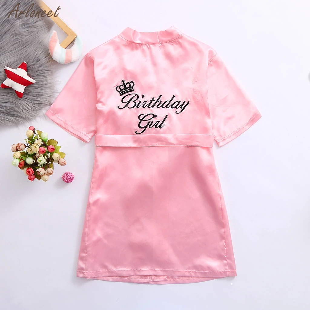 Kids Children Summer Toddler Baby Kid Solid Silk Satin Kimono Robes Bathrobe Birthday Girls Sleepwear Clothes Baby Bathrobe