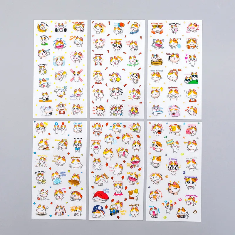 6 шт., Kawaii, дневник с мультяшными животными, стикеры для альбомов, милые наклейки для рисования, планировщик рынка, сделай сам, школьные принадлежности, наклейки для скрапбукинга - Цвет: E