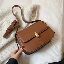 

Winter Retro Designer Flap Crossbody Messenger Bags for Women 2021 Small PU Leather Luxury Baguette Shoulder Handbags and Purses