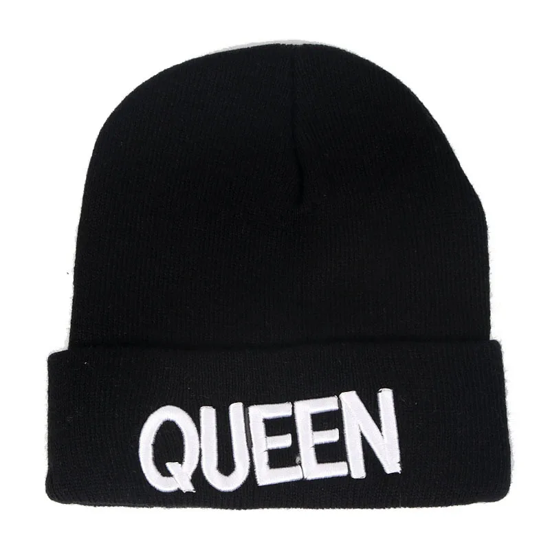 10 шт./лот, зимняя шапка King queen Beanie, мужская и женская вязаная шапка для пары, 4 варианта на выбор