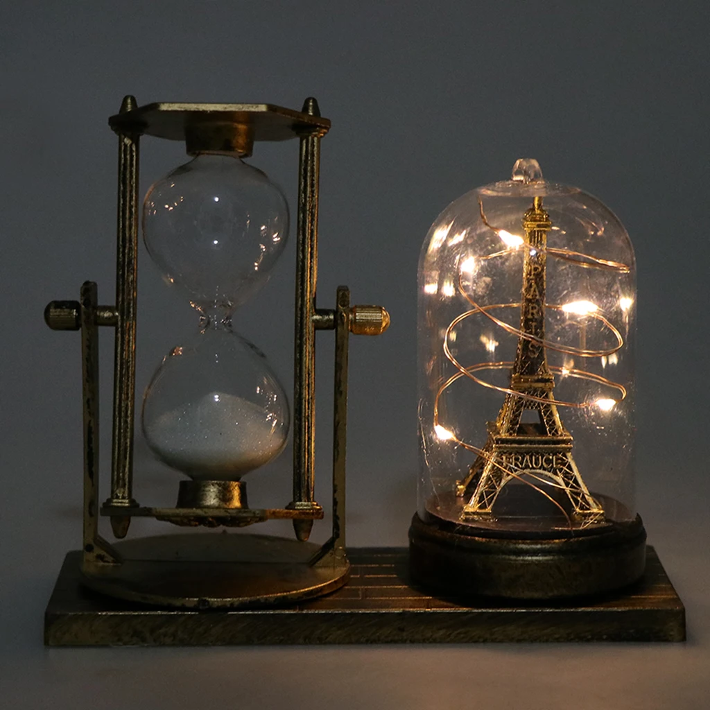 Tower Hourglass Ornaments Built-in Illuminated Light Warm Decorations for Living Room Bedroom Desktop Office Decor