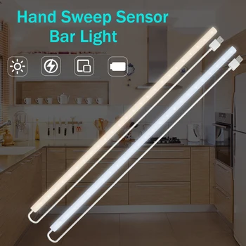 

DC 5V USB Powered LED Under Cabinet Light Hand Sweep Sensor LED Light Tube Wall Lamp Smart Closet Wardrobe Kitchen Night Lamp