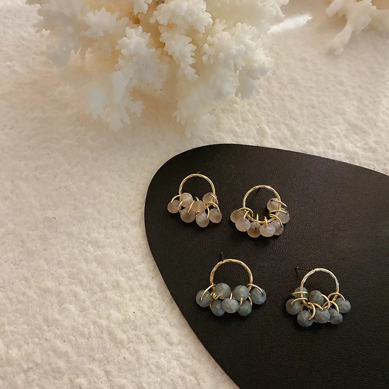 

Korean New Colored Crystal Stud Earrings Multi-Circle Fashion Trendy Elegant Cold Wind For Women Ear Ring Girl Daily Accessories