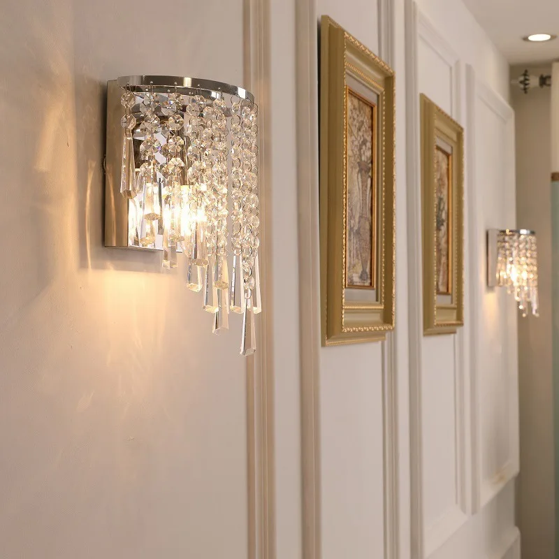 

European Personality Wall Lamp Concise Crystal Hotel Aisle Lamps And Lanterns Bedroom Cozy Bedside Lamp Shower Room Decoration