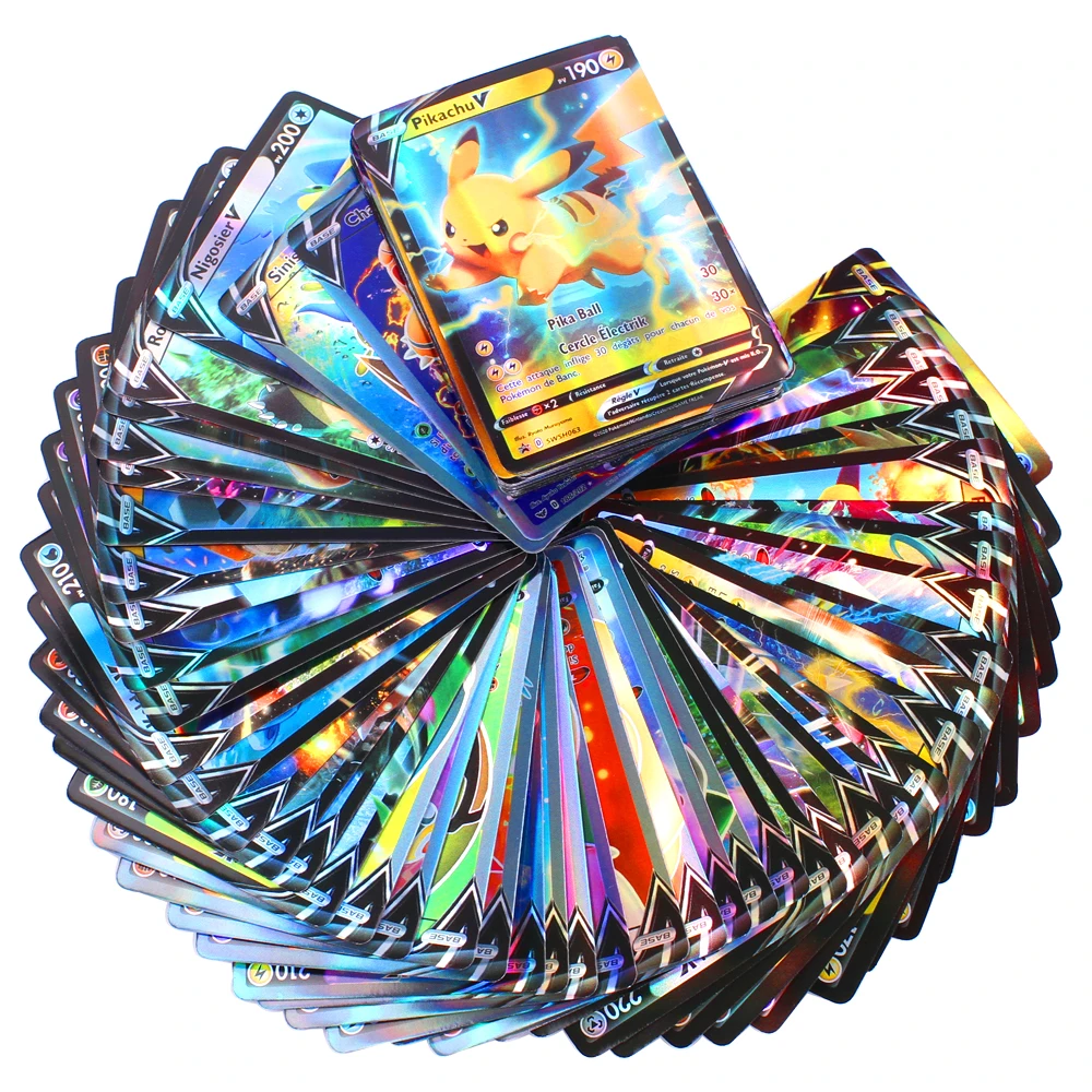10-300 Uds francés versión tarjetas de Pokemon V GX MEGA equipo EX juego Tarjeta de batalla