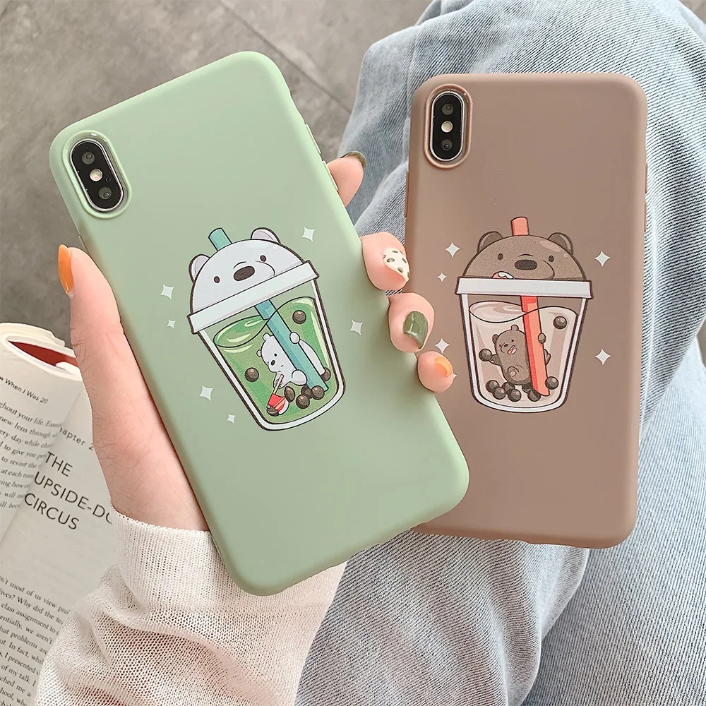 Матовый Силиконовый из ТПУ чехол на айфон XR XS Max окрашенный Белый Коричневый