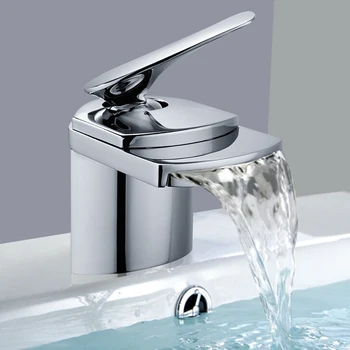 

Waterfall Bathroom Basin Faucet Basin Faucet Mixer Tap Basin Sink Finish Chrome Hot and Cold Washing Bathroom Tap