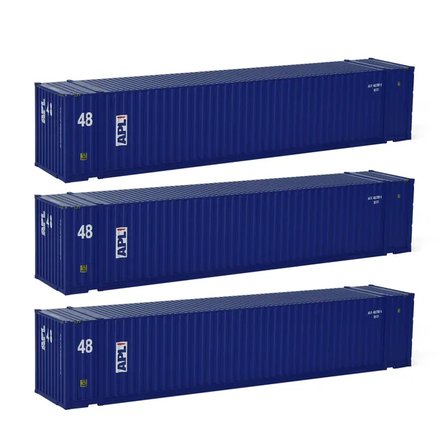 C8748 3pcs Model Trains Railway Layout HO Scale 1:87 48' Container 48ft Shipping Container Cargo Box