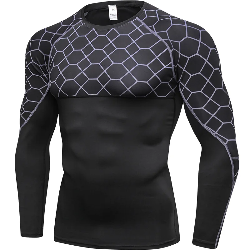 grey shirt Fanceey кальсоны зимнее термобелье мужское быстросохнущее стрейч термобелье для мужчин теплое фитнес компрессионное нижнее белье - Цвет: grey shirt