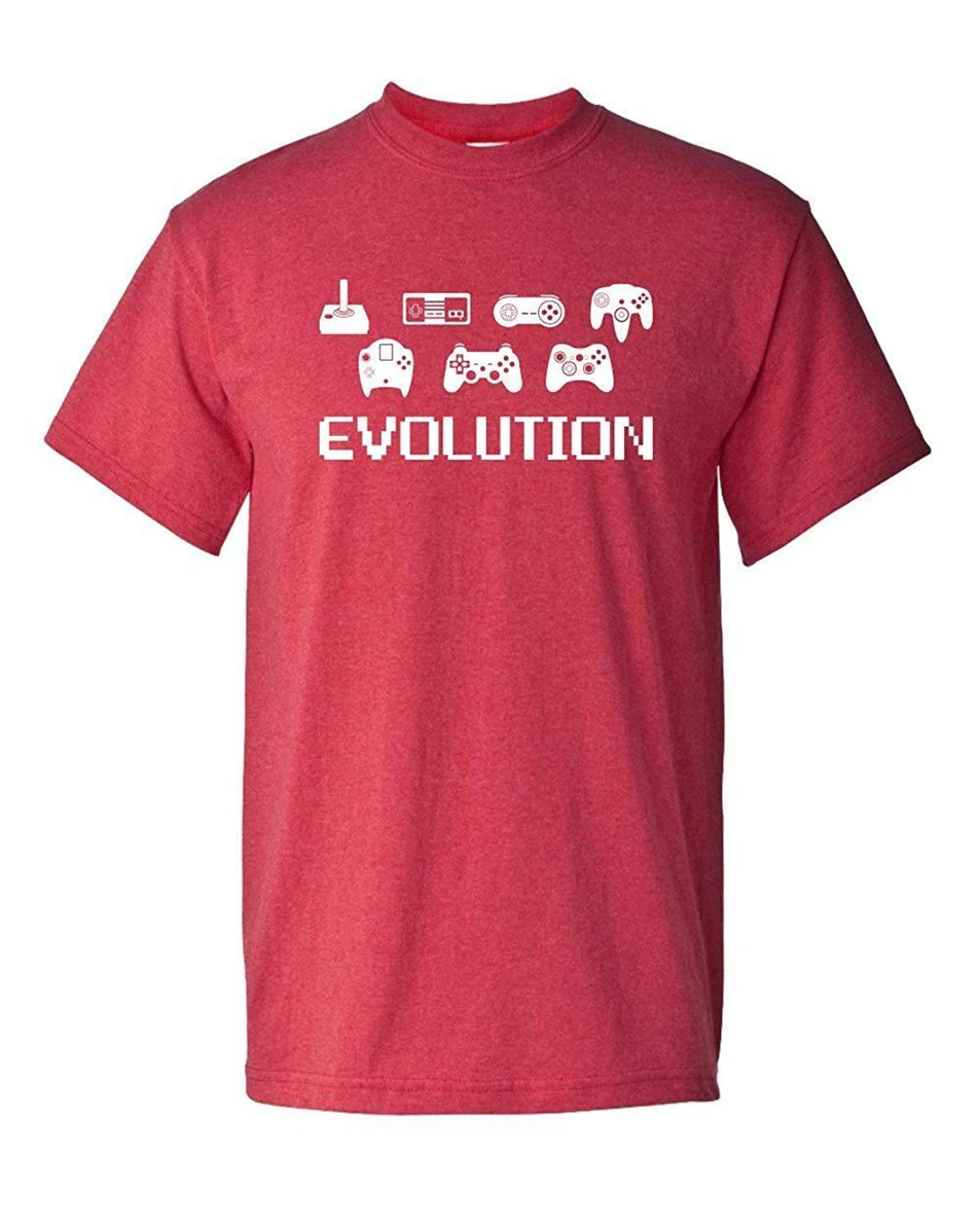 Evolution Video Game Controller 8 Bit Funny Tee Adult Men'S Graphic T-Shirt Adults Casual Shirt | Мужская одежда