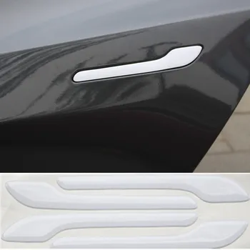 

Car Door Handle Wrap Set Protector Stickers for Tesla Model 3, Door Handle 3D Decal Car Accessories 4Pcs (White)