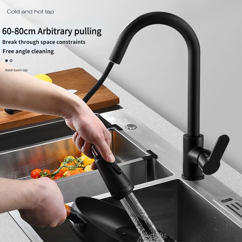 360° Pull Out Kitchen faucet Taps Sink Faucets Rotatable kitchen Wash vegetable Hot Cold water mixer Single Handle Taps