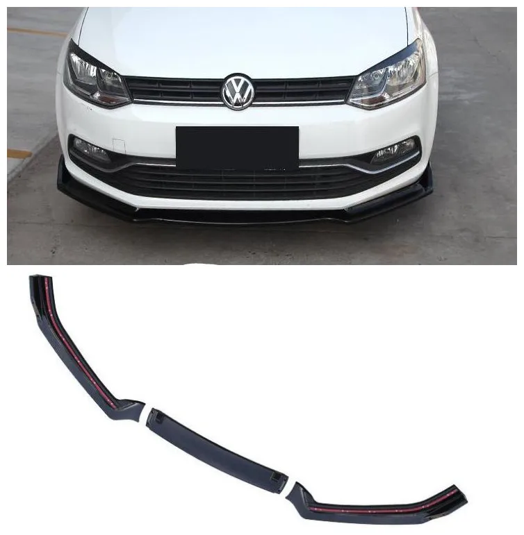 

3Pcs/1set ABS Car Bumper Front Lip Spoiler Diffuser Cover Protector Fits For Volkswagen POLO 2014 2015 2016 2017 2018