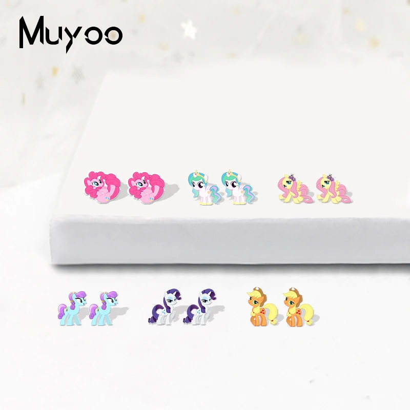 Модные Акриловые серьги My Little Baoli Rainbow Unicorn эпоксидные серьги из полимеров милый единорог, Пегас усадки серьги