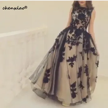 

robe de soiree Vestidos De Graduacion Modest Prom Dresses A Line Modest Elegant Black Lace Prom Gowns 2019 Cheap Couture Dresses