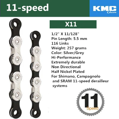 KMC X8 X9 X9sl X10 X10sl X11SL X12 велосипедная цепь 9S 10S 11S золото для MTB/шоссейного велосипеда для Shimano/SRAM 8 9 10 11 скорость 116л/цепь - Цвет: X11