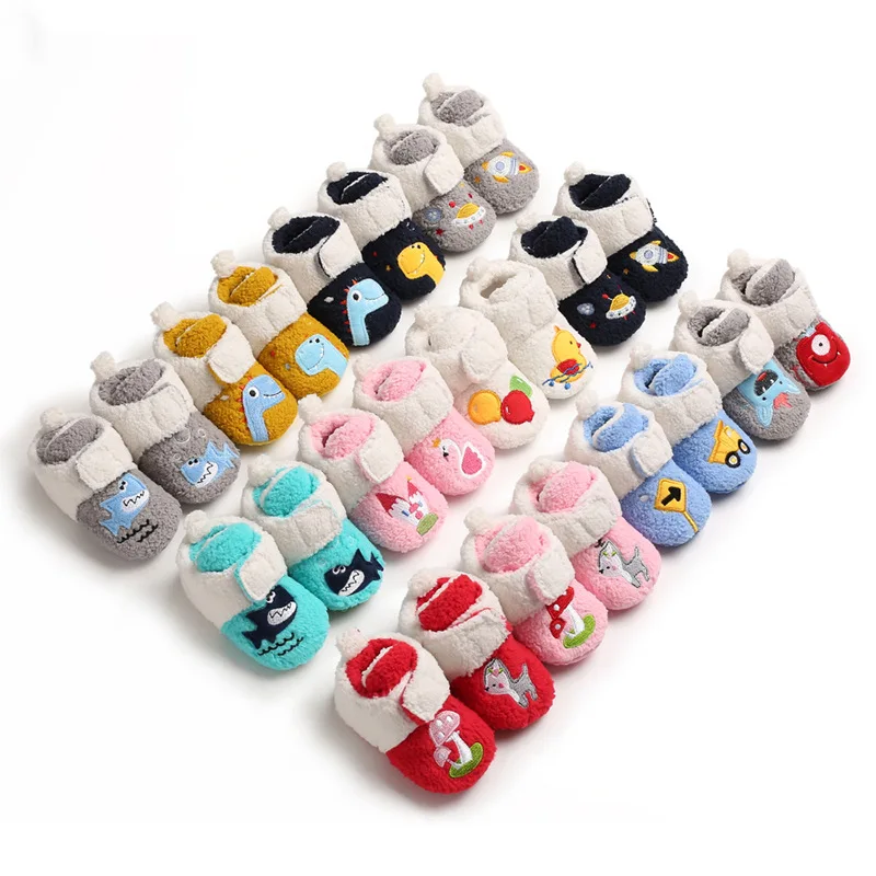 

Cartoon Baby Snow Shoes Newborn Toddler Baby Girl Boy Fleece Shoes Winter Warm Snow Boots Soft Sole Booties For 0-18 Months