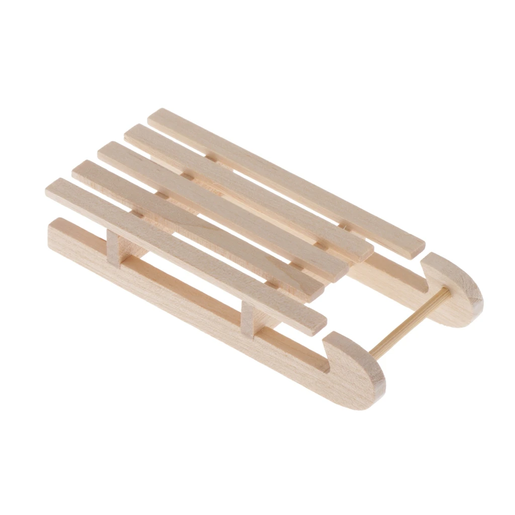 1/12 кукольный домик Unfinshed DIY деревянный Toboggan Sled садовый Открытый Декор сказочное
