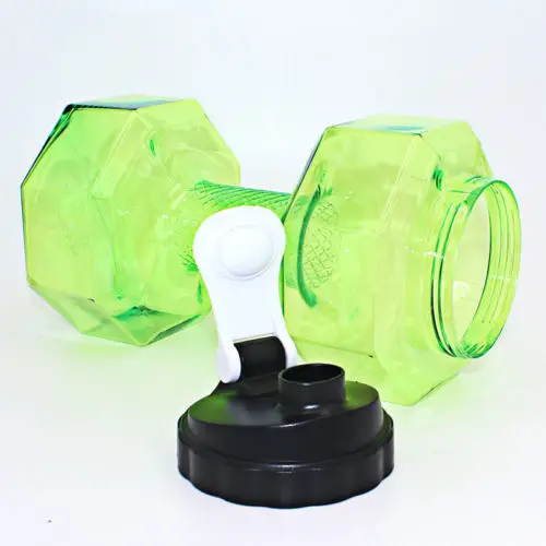 2.2L дорожная гантель в форме спортивная чашка для воды чайник Упражнение бутылка подходит для напитков тренажерный зал - Цвет: Зеленый