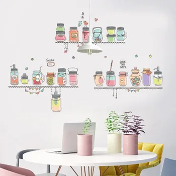 Creative Colored Bottle CanS Family Kitchen Restaurant Wall Sticker PVC Detachable Stickers Kitchen Decor Wall Accessories