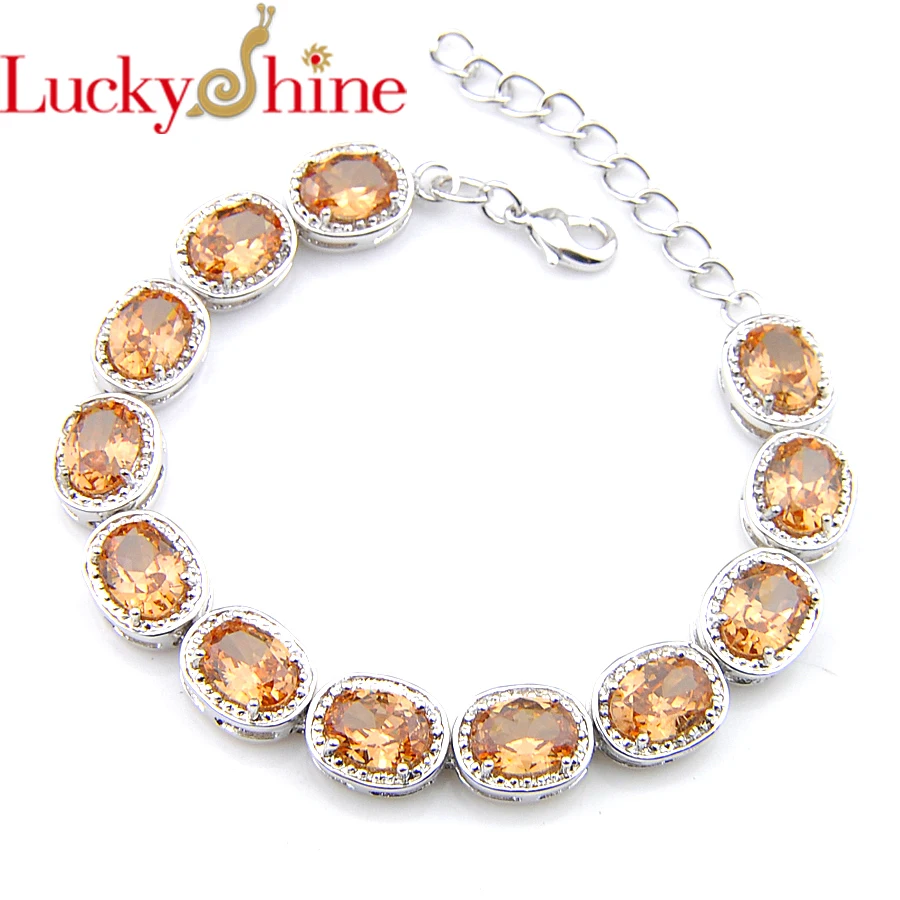 LuckyShine подарок для матери в форме яйца Morganite серебряные браслеты женщин Cz цирконий